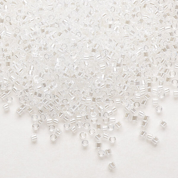 Seed bead, Delica®, glass, pkg/50g, #11 round, translucent luster crystal white (DB-0050). image number 0