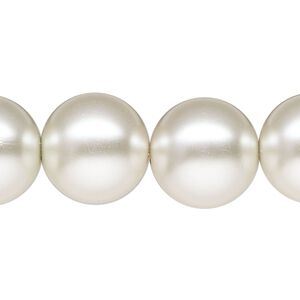 Bead, glass pearl, silver-white, 16mm round. Sold per 15-1/2" to 16" strand.