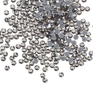 Flat back, Dance With Me™ crystal hotfix rhinestone, black diamond, foil back, 2.3-2.5mm rose, SS8. Sold per pkg of 144 (1 gross).