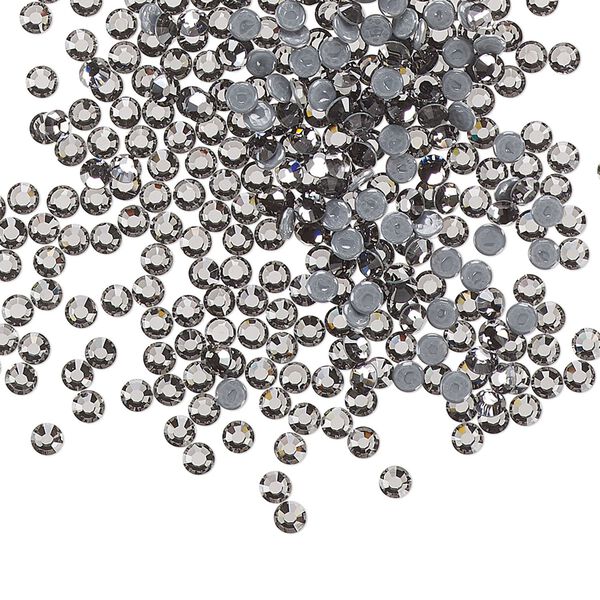 Flat back, Dance With Me™ crystal hotfix rhinestone, black diamond, foil back, 2.3-2.5mm rose, SS8. Sold per pkg of 144 (1 gross). image number 0