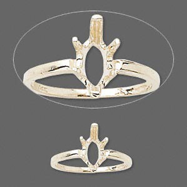 Ring, Sure-Set™, 14Kt gold, 10x5mm 6-prong marquise basket setting, size 6. Sold individually. image number 0