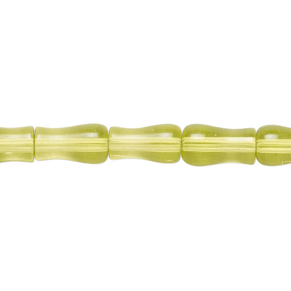 Bead, glass, transparent yellow-green, 11x6mm vase. Sold per 13-inch strand, approximately 30 beads. image number 0