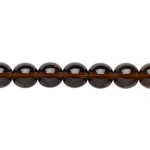 Bead, Preciosa, Czech glass druk, transparent dark brown, 8mm round. Sold per 15-1/2" to 16" strand.
