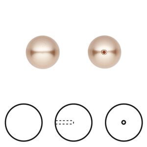 Pearl 100pk rose gold, Swarovski® 10mm half-drilled round 5818