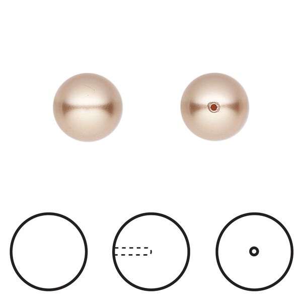 Pearl 100pk rose gold, Swarovski® 10mm half-drilled round 5818 image number 0