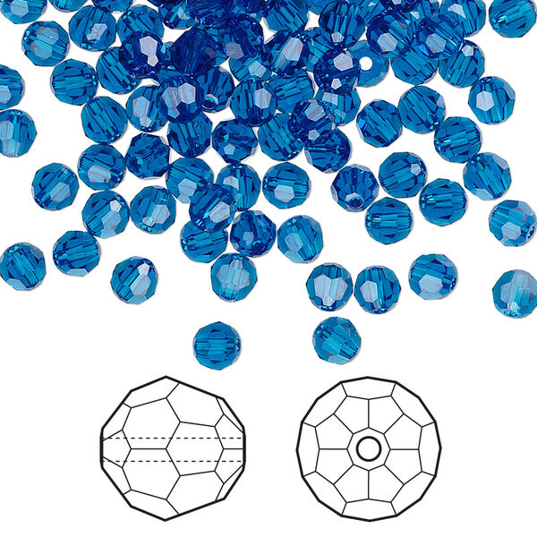 Bead 144pk Capri blue, Crystal Passions® 4mm round 5000 image number 0