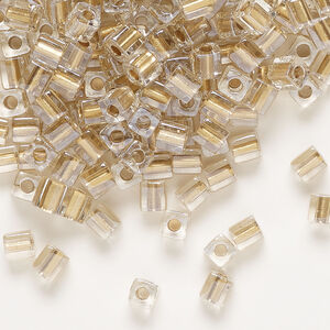Seed bead, Miyuki 1pkg10g, glass, 3.5-3.7mm square, transparent gold inside dyed color clear (SB-234)