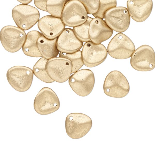 Drop, Preciosa, Czech pressed glass, opaque gold, 8x7mm triangular teardrop. Sold per pkg of 30. image number 0
