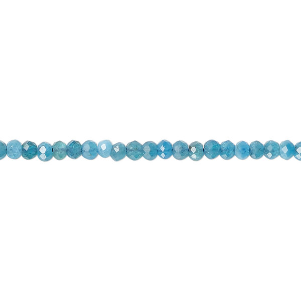 Bead, blue apatite (natural), 3x2mm faceted rondelle, B grade, Mohs hardness 5. Sold per 15-1/2" to 16" strand. image number 0