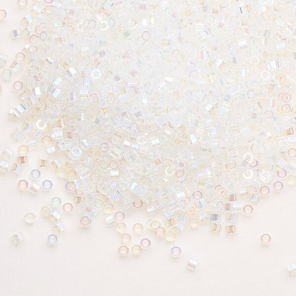 Seed bead, Delica®, glass, pkg/250g, #11 cut, translucent rainbow crystal clear (DBC-0051). image number 0