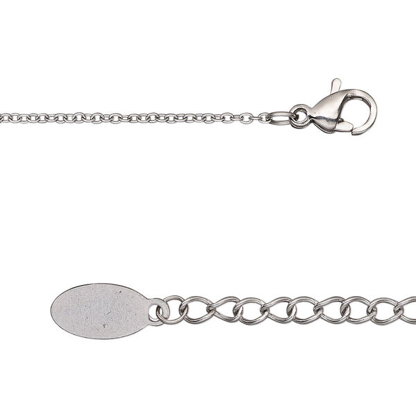 Chain, stainless steel, 1.2mm cable, 18 inches with 2-inch extender chain and lobster claw clasp. Sold individually. image number 0