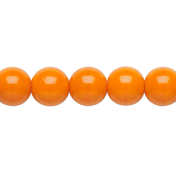 Bead, Preciosa, Czech glass druk, opaque bright orange, 10mm round. Sold per 15-1/2" to 16" strand. image number 0