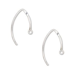 Ear wire 1pkg2 sterling silver-filled, 14mm hammered marquise / closed loop, 18 gauge 1 pair