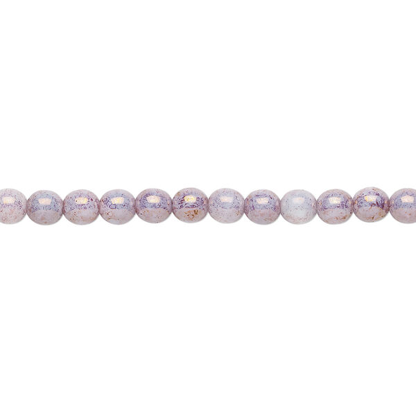 Bead, Czech glass druk, opaque mauve granite, 4mm round. Sold per 15-1/2" to 16" strand. image number 0