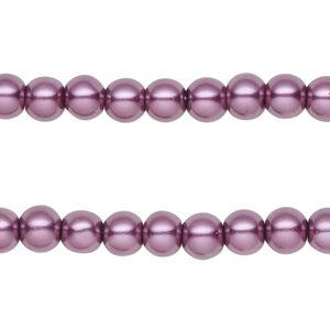 Bead, glass pearl, wine, 5-6mm round. Sold per pkg of (2) 15-inch strands, approximately 140 beads.