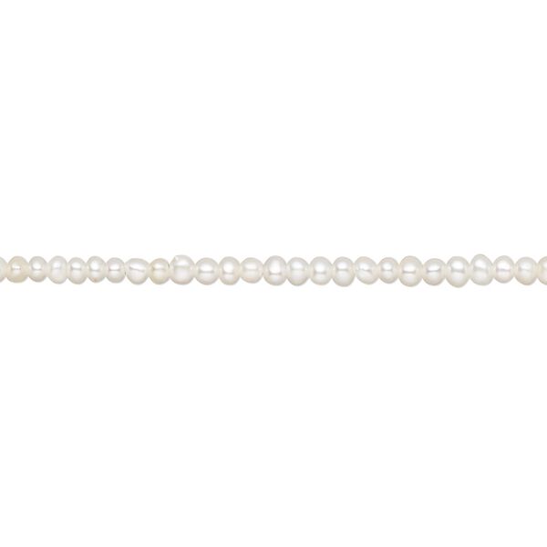 Pearl, cultured saltwater (bleached), white, 2-2.5mm seed, A- grade, Mohs hardness 2-1/2 to 4. Sold per 10-inch strand, approximately 140 beads. image number 0