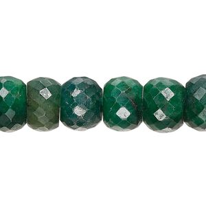Emerald 1pkg1, hand-cut faceted rondelle bead 15 inch 12x8mm-15x10mm