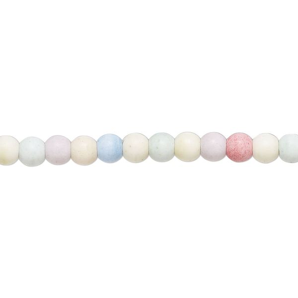 Bead, porcelain, opaque matte multicolored, 3.5mm round. Sold per 15-1/2" to 16" strand, approximately 95 to 110 beads. image number 0