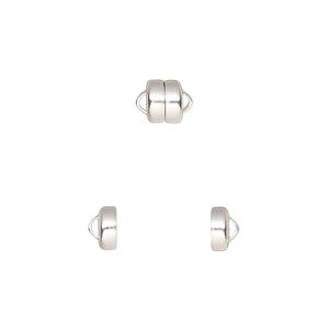 Clasp magnetic 1pkg1 sterling silver, 5.9x4.8mm barrel, Mag-Lok® 1-strand
