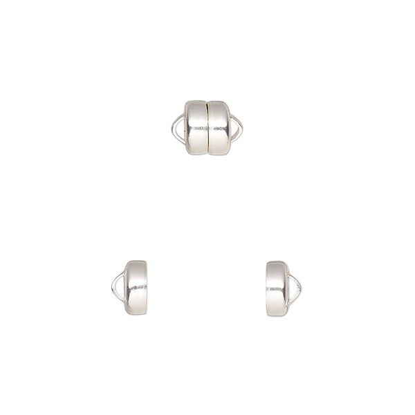 Clasp, Mag-Lok®, magnetic, sterling silver, 5.9x4.8mm barrel. Sold individually. image number 0