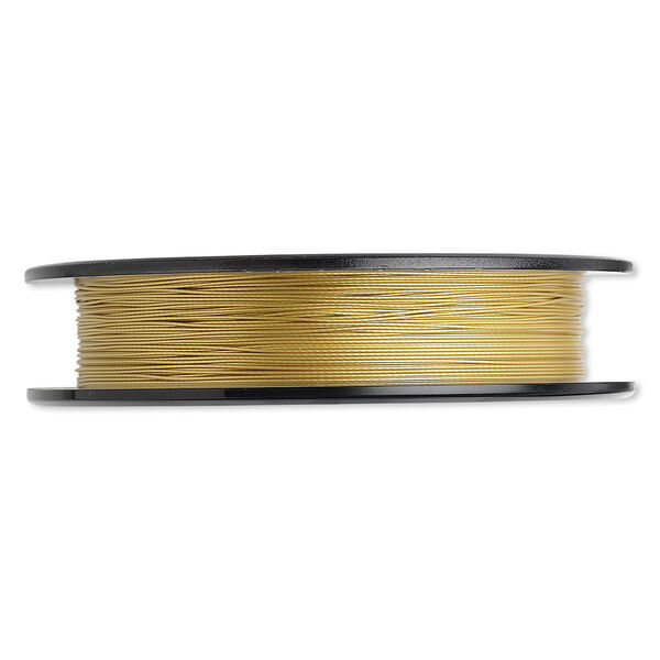 Beading wire, Tigertail™, nylon-coated stainless steel, gold, 3 strand, 0.015-inch diameter. Sold per 100-foot spool. image number 0