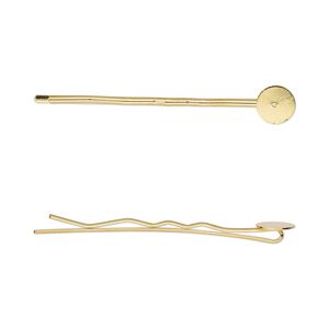 Hair clip, gold-plated brass, 63mm with 10mm pad. Sold per pkg of 144 (1 gross).