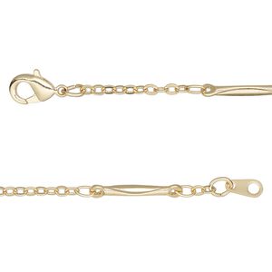 Chain 1pkg1 bar & link, 2mm / lobster claw clasp, gold-finished brass 18 inch