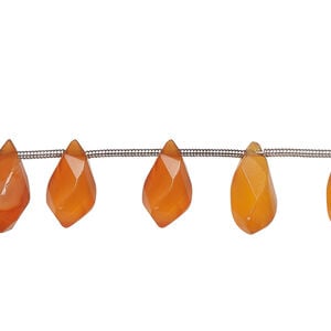 Carnelian 1pkg8, hand-cut top-drilled faceted twisted teardrop bead, 10x6mm-13x7mm