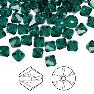 Bead 360pk emerald, Swarovski® 6mm XILION bicone 5328