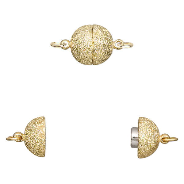 Clasp, magnetic, "vermeil," 10mm stardust round. Sold individually. image number 0