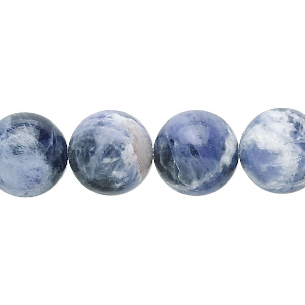 Bead, sodalite (natural), 12mm round, B grade, Mohs hardness 5 to 6. Sold per 15-1/2" to 16" strand. image number 0