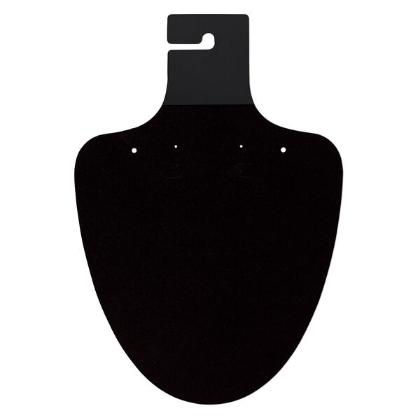 Necklace / earring card, flocked plastic, black, 9-1/2 x 6-1/2 inches. Sold per pkg of 10. image number 0