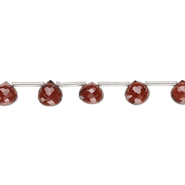 Bead, garnet (natural), 5x5mm-6x6mm hand-cut top-drilled faceted briolette, B grade, Mohs hardness 7 to 7-1/2. Sold per 8-inch strand, approximately 15 beads. image number 0