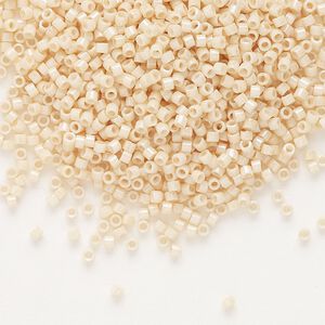 Seed bead, Delica®, glass, pkg/7.5g, #11 round, opaque glazed luster antique beige (DB-0204).