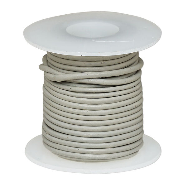 Cord, leather (dyed), grey, 1-1.2mm round. Sold per 5-yard spool. image number 0