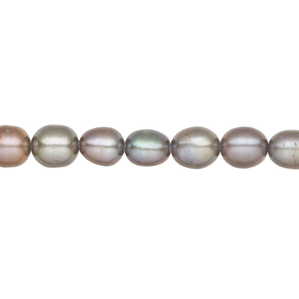 Freshwater pearl 1pkg1 rice, 14 inch peacock 6mm cultured image number 0