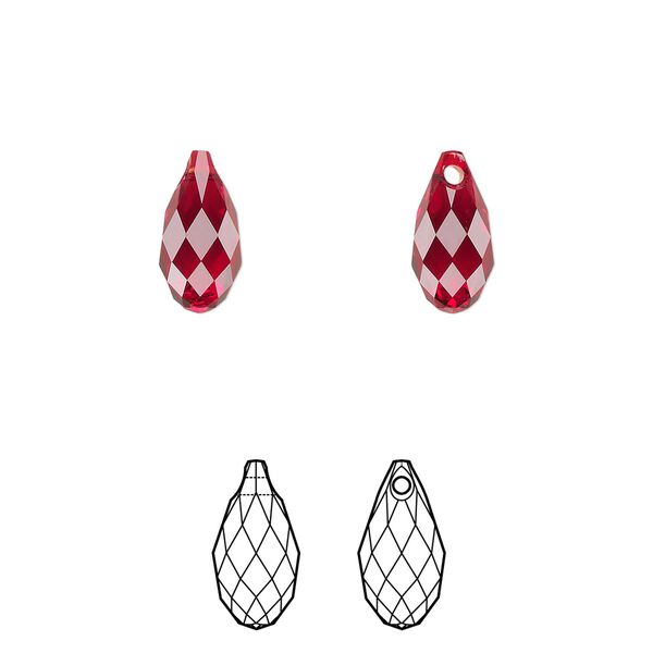 Briolette 24pk Siam, Crystal Passions® 11x5.5mm pendant drop 6010 image number 0