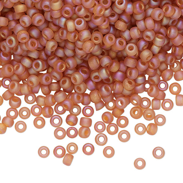 Seed bead, Miyuki, glass, pkg/250g, #8 rocaille, translucent matte rainbow topaz, (RR-133FR). image number 0