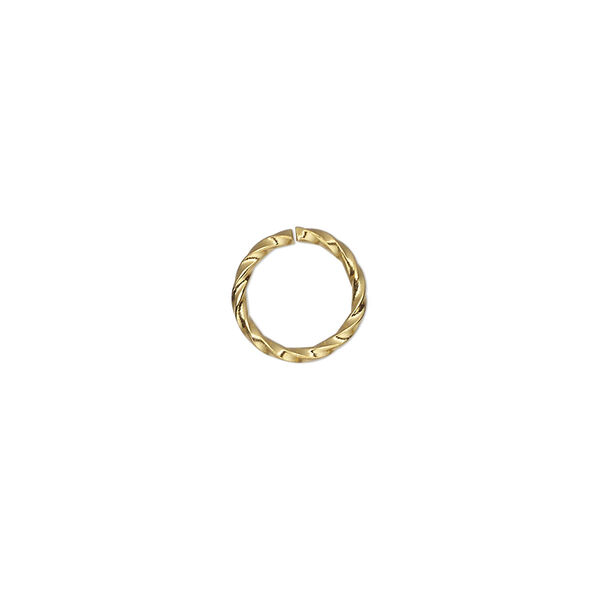 Jump ring, gold-plated brass, 10mm twisted round, 8mm inside diameter, 16 gauge. Sold per pkg of 500. image number 0