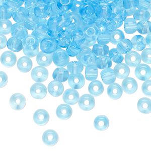 Seed bead glass 1pk #4 round, 50 gram transparent sky blue