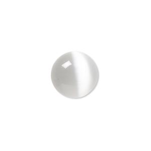 Cabochon, cat's eye glass (fiber optic glass), grey, 14mm calibrated round, quality grade. Sold per pkg of 10.