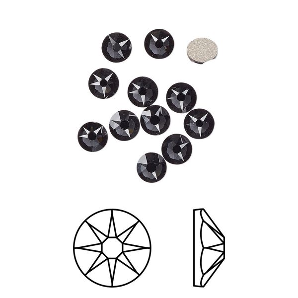 Flat back 144pk graphite foil back, Crystal Passions® 3.8-4mm rose round SS16 2088 image number 0