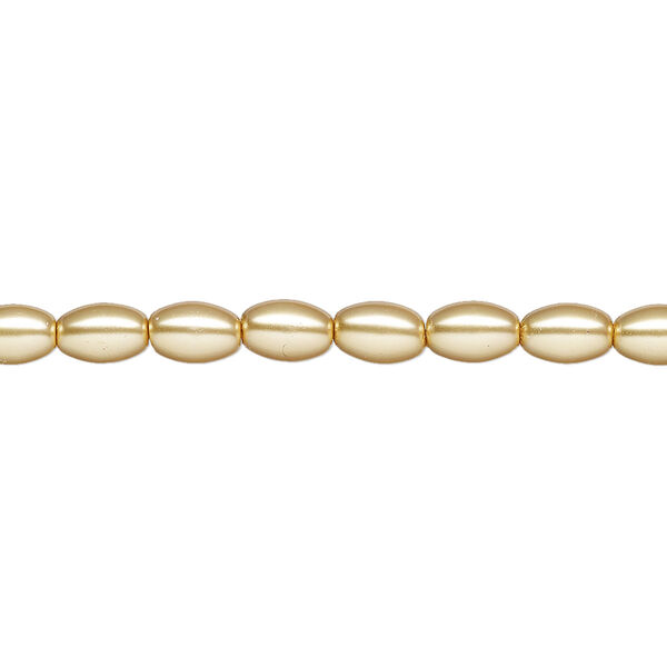 Pearl 1pk champagne, Celestial Crystal® 6x4mm rice 15.5-16 inch image number 0