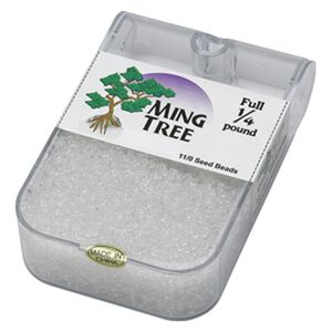 Seed bead, Ming Tree™, glass, pkg/1/4 pound, #11 round, transparent clear.