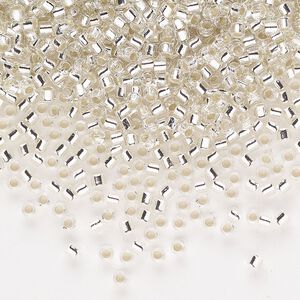 Seed bead, Delica®, glass, pkg/7.5g, #10 round, transparent silver-lined crystal clear (DBM-0041).