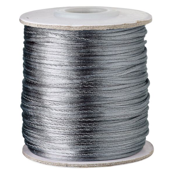 Cord, Satinique™, satin, dark grey, 1mm mini. Sold per 200-foot spool. image number 0