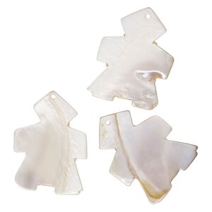 Focal, mother-of-pearl shell (bleached), 62x46mm-64x48mm man, Mohs hardness 3-1/2. Sold per pkg of 3.