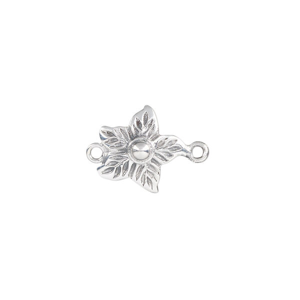 Link, antiqued sterling silver, 13mm single-sided flower. Sold individually. image number 0