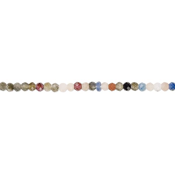 Multi-gemstone 1pkg1, hand-cut faceted round bead 13 inch 2mm image number 0
