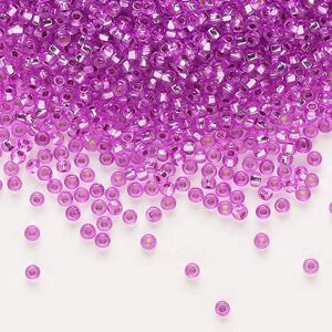 Seed bead, Preciosa Ornela Czech glass, pkg/50g, #11 rocaille, transparent silver-lined dark purple, (18228).